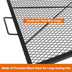onlyfire Square Fire Pit Grill Grate, Heavy-Duty Steel Grate with Heat-Resistant Coating, Diamond Mesh & X-Marks Design for Outdoor BBQ, Camping, Backyard Gatherings - 36 inch