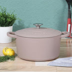 Crock-Pot Artisan 5-Quart Round Cast Iron Dutch Oven with Lid – Matte Dusty Pink, Durable Oven Safe Cookware