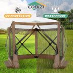 COBIZI 10x10 FT Pop up Gazebo, Popup Canopy Tent,Screened in Gazebos with sidewalls,Waterproof Portable Outdoor Small Screen Tents Sun Shelter,carpas para Patio for Camping,Garden,Backyard,Brown