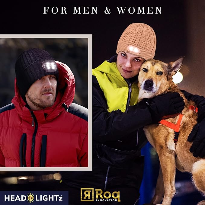 HEAD LIGHTZ® Rechargeable LED Beanie Hat – Hands-Free Lighted Cap for Running, Walking & Camping – As Seen on Oprah’s Favorite Things – Machine Washable, Unisex