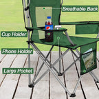ptlsy Folding Camping Chair with Canopy, Beach Chair with Canopy Shade with Cup Holders, Cooler Bag for Camping, Fishing, Beach, Sports and Concert (Green)