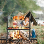 Rotisserie Grill Kit Tripod Rotisserie Stand, 29" Roaster Charcoal Spit With Portable DC 3V Motor Motor & Adjustable Height For Outdoor Camping Party