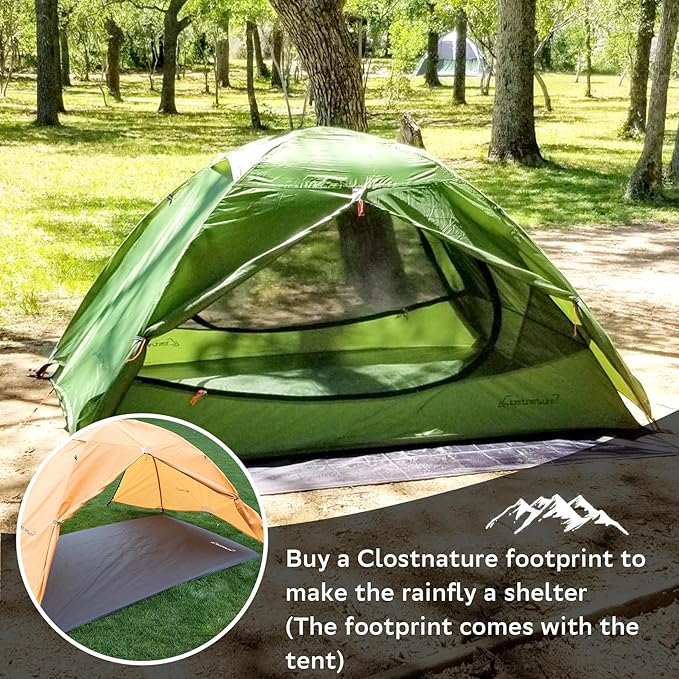 Clostnature Lightweight Backpacking Tent - 9’10'' x 9’10'' x 5'11'' Camping Tent with Matching Waterproof Tent Footprint, 6 Person Waterproof Tent with Camping Tarp for Outdoor, Hiking