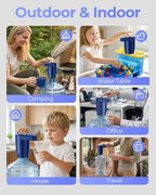 Water Jug Pump for 5 Gallon Bottle – Portable Electric USB-C Charging Dispenser, Dual Powerful Motors, Fast Flow, Fits 2-5 Gallon Jugs – Ideal for Home, Office, Camping, RV, Dark Blue