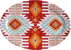 Paseo Road Southwest 14 Piece Melamine Plastic Dinnerware Set with Plates, Bowls and Serving Platter, Aztec Geometric Pattern, Western Southwestern Rustic Cabin Lodge Style