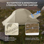 Naturehike Cloud Up 3 Person Backpacking Tent with Footprint - 3 Season Free Standing Lightweight 3 Person Camping Tent | with Footprint, Free Standing, Dome, Camping, Hiking, Waterproof