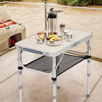 Folding Camping Table, Aluminum Folding Table with Carrying Handle, Lightweight, Portable Camping Table Waterproof for Outdoor Indoor Picnic Beach BBQ (White, 2ft)