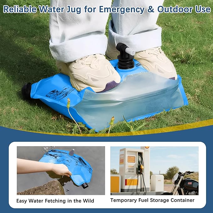Water Jug Camping 2.1 Gallon Collapsible with Spigot, BPA Free Portable Water Pouch Foldable Water Bags for Outdoor Hiking, Travel and Emergency & Water Storage Containers (Blue-1Pcs)