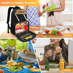 School Bus 17 Inch Kids Casual Backpacks with Insulated Cooler Lunch Compartment Lightweight Elementary Students Knapsack Primary Middle High School Bookbag