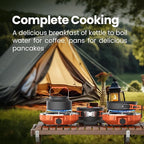 Propane 2 Burner Camping Stove Kit with Camping Cookware, Outdoor Folding Propane Gas Stove, Camp Portable Stove and Camping Cooking Set, With 20,000 Total BTUs for BBQ, Tailgating, Camping