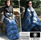 Down Camping Blanket - Lightweight, Packable, Warm & Puffy Outdoor Travel Quilt for Sleep, Hiking, Backpacking, Stadium, Festivals, Water-Resistant Sleeping Bag 55"x79"