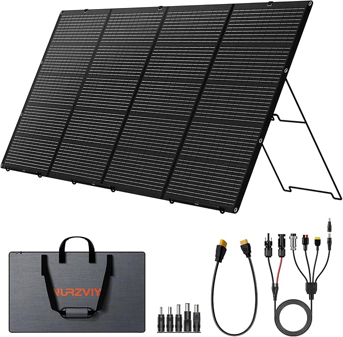 400W Portable Foldable Solar Panel - Lightweight Charger with Upgraded Bracket, 34.2V Waterproof 400 Watts Solar Charger for RVs, Campervans, Power Outages, and Outdoor Sheds