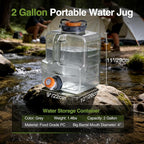 RedSwing 2.1 Gallon BPA Free Water Container, Portable Water Storage Tank with Spigot for Outdoor Camping Travel Hiking, PC Food Grade Thickened Bucket, Grey, 8L