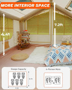 Inflatable Tent for Camping with Pump, 4-6 Person Extra-Space Blow up Tent, 420D Waterproof Oxford Glamping Air for Family, 4 Season Inflatable House