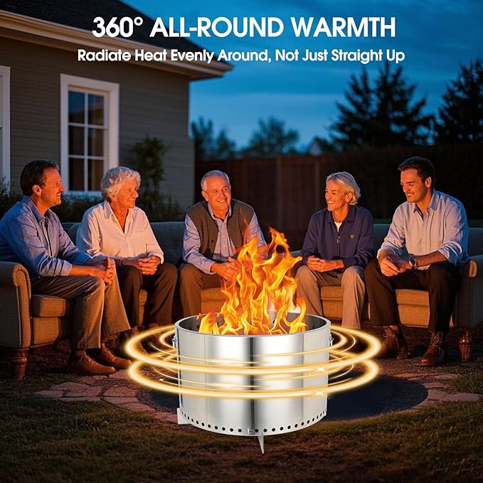 20.5" Smokeless Fire Pit, Wood Burning Camping Stove with Removable Stand & Ash Pan, Portable Outdoor Bonfire Fire Pit, Stylish Practical Solo Stoves for Camping Backyard Patio Beach