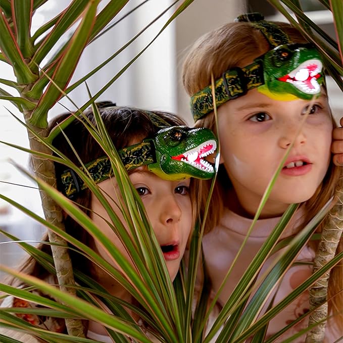 Big Discoveries Original DinoBryte LED Headlamp Roaring T-Rex Dinosaur Head Lamp for Kids | Dino Toy Headlight Flashlight for Boys, Girls, or Adults