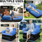Blow Up Pull Out Couch with Headboard,Inflatable Couch with Flocked Surface,Folding Inflatable Chair for Adults,Portable Air Sofa Bed,Durable Air Couches,Inflatables couches for Camping-2pcs