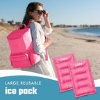 Cool Coolers by Fit & Fresh 2 Pack XL Soft Ice Packs for Cooler, Flexible Stretch Nylon, Lunch Box Ice Packs, Large Reusable Freezer Packs, Hot Pink