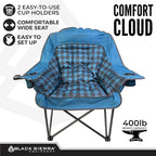 Black Sierra Oversized Camping Chair for Adults – 400 lb Heavy Duty Folding Chair with Cup Holders & Carry Bag