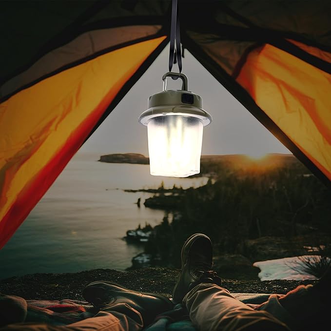Mini LED Camping Lights for Tent Lights Portable Camping Lantern Rechargeable Outdoor Flashlight Battery Powered,450LM Camp Accessories for Hiking Backpacking Emergency Outage(Green)