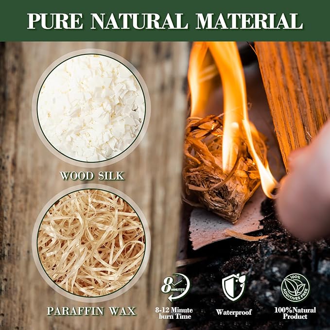 110PCS Fire Starter-Natural Fire Starters for Campfires, BBQ, Fireplaces, Barbecues, Chimneys, Fire Starters for Pizza Ovens, Fireplaces, Grills and Other Scenarios, Charcoal Starters