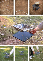 camping moon IGT Table Frame 1-Unit Stainless Steel Dual Layer Table G-38