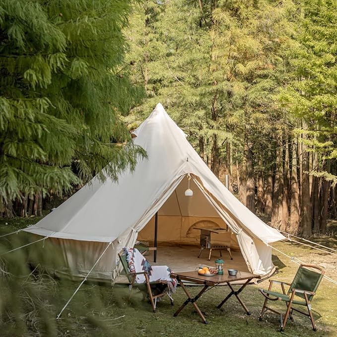Outdoor Camping Tent, 5-6 Person Tent, Outdoor Waterproof Cotton Canvas, Family Camping Bell Tent, Easy Set Up for Camp Backpacking Hiking Outdoor Interesting