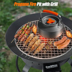 19″ Outdoor Portable Propane Fire Pit with Grill Grate, Cover&Carry Kit,Fireplace,60,000 BTU Camping Propane Firepit,Portable Gas Fire Pit for Outside Patio,Camping,RV,Smokeless Gas Firebowl