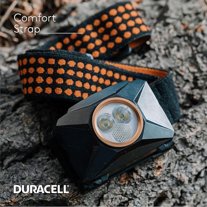 Duracell 200 Lumen LED Headlamp - Comfortable and Ultra-Strong Design with 3 Modes and 3-AAA Batteries Included. Great for In-Door & Out-Door Use