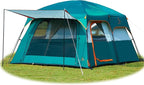 KTT Extra Large Tent 10-12-14 Person(Style-B),Family Cabin Tents,2 Rooms,3 Doors and 3 Windows with Mesh,Straight Wall,Waterproof,Double Layer,Big Tent for Outdoor,Picnic,Camping,Family Gathering