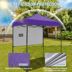EAGLE PEAK 6x4 Instant Pop Up Canopy Tent with 1 Half Wall Panel, Straight Leg Sun Shelter, Portable Canopy with Carry Bag for Camping, Beach & Sports, Purple