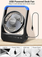 Gazeled Battery Operated Fan, Camping Fan Battery Powered, Super Long Lasting, 5'' Portable D-Cell Battery Powered Desk Fan with Timer, 3 Speeds, Quiet, 180° Rotation, for Office,Bedroom,Outdoor, F24