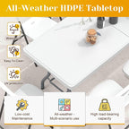 71.5" Foldable Outdoor Dining Set with 8 Fully assembled Dining Chairs for Easy Storage, Portable Patio Table and Chairs Set for Camping Picnic, Heavy Duty Patio Table Set for Garden Yard.