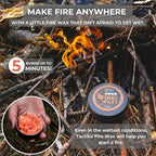 Tactiko Camping Fire Starter – Waterproof Survival Fire Starter for Wet Wood & Emergency Kits – 5 Minute Burn Time, 50 Uses, 60g – Lightweight Campfire Accessory for Hiking & Backpacking