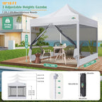 COBIZI Canopy Tent 10x10 Heavy Duty Pop Up Canopy with Sidewalls Waterproof,Easy to Set up Gazebo with Mosquito Netting Outdoor Mesh Screen Tents for Parties Wedding Party with Carry Bag, White