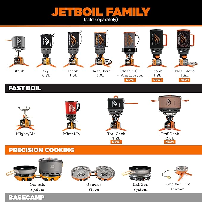 Jetboil Flash Java Portable Fast Boil Stove and Coffee Press for Camping and Backpacking, 1-Step Auto Ignition, Propane/Isobutane Burner
