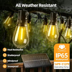 Solar Lights Outdoor Patio Lights: S14 15M 50FT Solar Powered Remote Control 3 Light Modes Dimmable Solar Waterproof Light - Shatterproof Bulbs - Camping Backyard Garden Deck Outside Yard