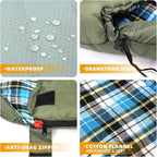 Cotton Flannel Lined Sleeping Bag for Adults Teens Kids, Cold Weather & Warm, 3 Seasons, Lightweight Compact Camping Essentials Equipment, Hiking, Outdoor, Travel