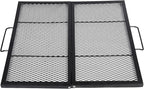 Lineslife Square Fire Pit Cooking Grill Grates, Folding Outdoor Campfire BBQ Grill Rack with Handles, Portable Outside Camping Gear Cookware and Accessory, 30 Inch