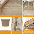 WARONE Inflatable Camping Tent with Skylight, Three Minutes Setup,6 Person Capacity, Waterproof Canopy with Mesh Curtains, Stove Window,Mosquito Screen, Air Column Frame, Includes Pump and Stakes