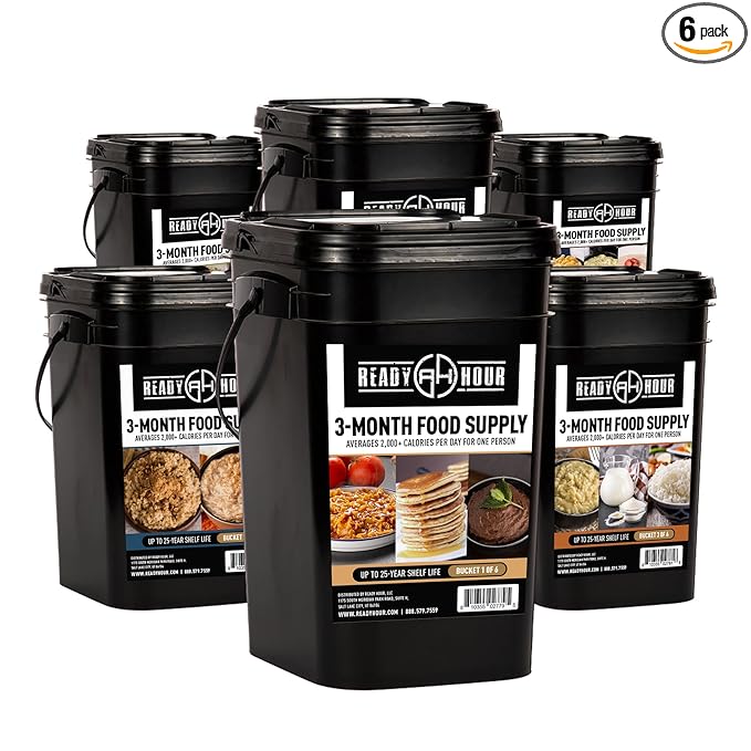 Ready Hour 3-Month Emergency Food Supply (846 Servings), 3-Month Kit, Food Storage Meal Entrées, Real Non-Perishable Meals, 25-Year Shelf Life Food, Portable Flood-Safe Container