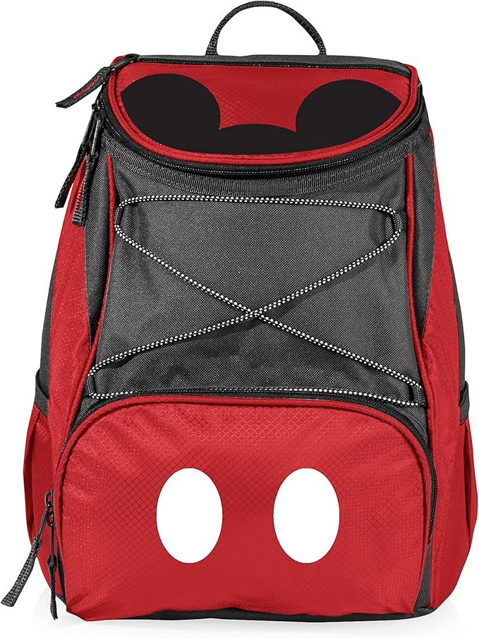 PICNIC TIME Disney Mickey Mouse Backpack Cooler, Insulated Soft Cooler Backpack, Waterproof Lunch Bag, Portable Hiking Backpack Ice Chest for Picnic, Beach, Camping & Travel, (Red with Gray Accents)