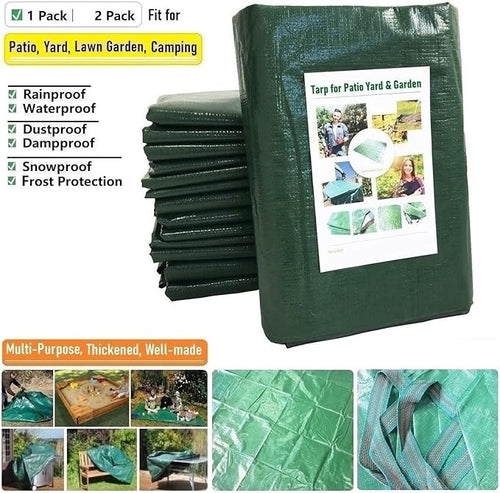 7x7 Ft Yard Garden Leaf Tarp W/ 4 Handles Waterproof Tarp for Sandbox Cover,Outdoor Tarpaulin,Lawn Debris,Landscape Pruning,Leaf Hauler,Tent Footprint,Camping Tent Mat,Patio Table,Yard Fire Pit Cover