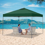 GDY 10x10 Pop Up Canopy Tent with Vents, 3 Adjustable Height, Outdoor Canopy with 4 Sandbag,Patio Sun Shade for Events, Parties, Camping, (Green).