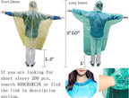 Disney Disposable Rain Poncho, 200 Waterproof Plastic Ponchos for Adults, Bulk with Hood Drawstring, One Time Use Emergency, Concert Hiking Camping