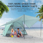 Elegear Beach Tent with Canopy, 1-Second Setup Pop Up Sun Shelter Shade, UPF 50+ UV Protection Silver-Coated Lightweight Portable Beach Cabana