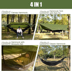 Night Cat Camping Hammock Tent: Lightweight Portable 4 in 1 Hammock with Rain Tarp and Mosquito Net for Hiking Jungle Outdoor