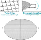 Stanbroil Fire Pit Cooking Grill Grate with 3 Support Bars - Outdoor Round BBQ Campfire Grill Grid - Camping Cookware - Stainless Steel, 36 Inch