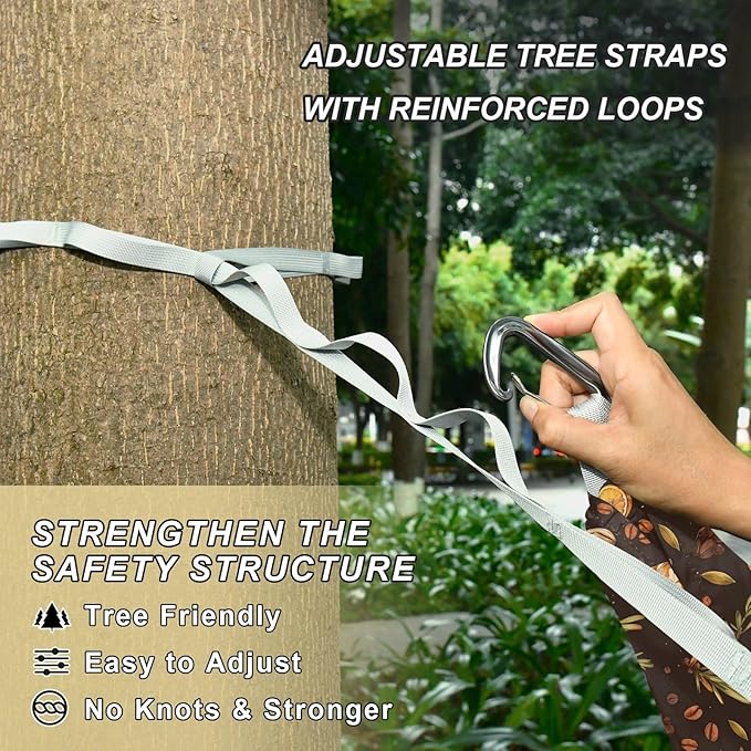 Cartoon Coffee Camping Hammocks with Portabl Carry Bag Hammock for Tree for Camping Travel Accessories