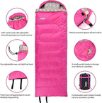 Desert & Fox Cotton Flannel Sleeping Bags with Pillow, 4 Season Warm & Cold Weather Envelope Compression Sack, Lightweight & Portable Backpacking Sleeping Bag for Outdoor Camping, Hiking, Traveling